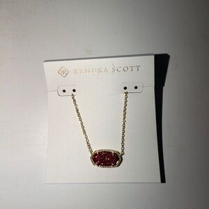 Kendra Scott Gold Necklace with Deep Red Pendant